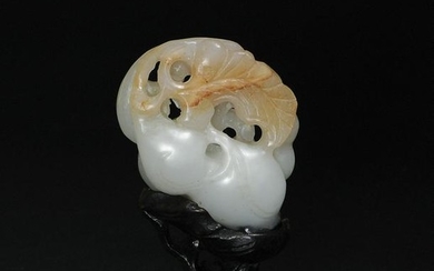 Chinese Black & White Jade Carving of Hulu Gourds