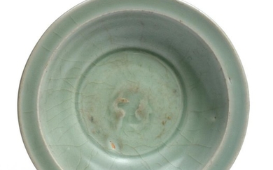 A Chinese Longquan Celadon Glazed Dish, Ming Dynasty, the centre...