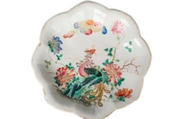 A Chinese porcelain leaf-shaped footed dish, mid...