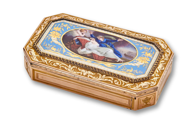 A continental two color gold and enamel snuff box