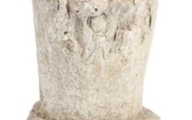 A dug out burr elm wood vessel, possibly a mortar,…