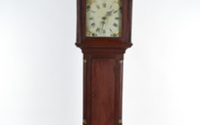 FEDERAL RED PAINTED TALL CASE CLOCK 1805