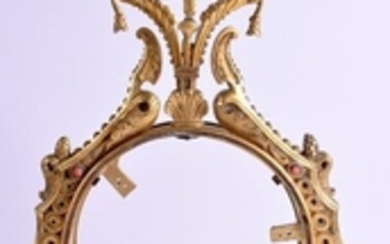 A FINE 19TH CENTURY FRENCH ORMOLU JEWELLED CLOCK OR