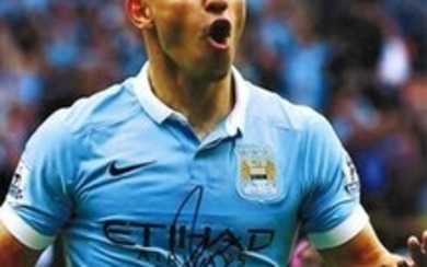 Football Sergio Aguero 16x12 signed colour photo pictured in action for Manchester City. Good Condition. All signed pieces...