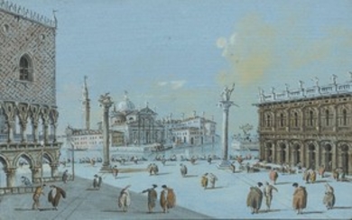 Giacomo Guardi Venise, 1764-1835 L'église San Giorgio Maggiore vue de la Piazzetta, La Piazzetta vue du Grand Canal et Vue de l'île de Torcello, Venise