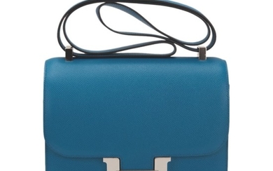 Hermès Bleu Izmir Constance 24cm of Epsom Leather with Palladium Hardware