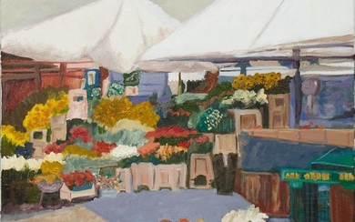 L. Frazier, "The Flower Market," 20th c., oil on