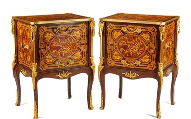 A Pair of Louis XV Style Marquetry Night Stands