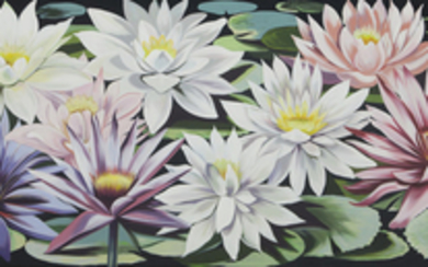 Lowell Nesbitt "Waterlilies I" oil on canvas