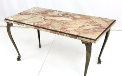 Marble Top Bronze Base Designer Coffee Table. Col
