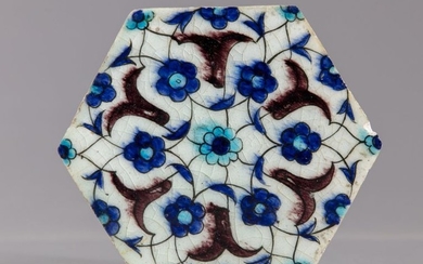An Ottoman hexagonal Iznik tile