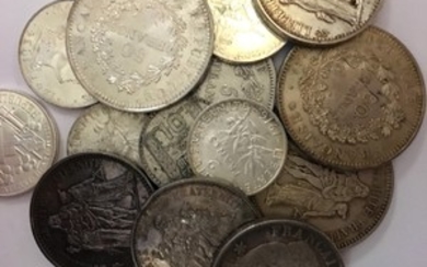 Lot de pièces françaises diverses en argent