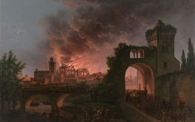 Pierre-Joseph WALLAERT Lille, 1753 - Paris, 1812 Foule fuyant une ville en feu