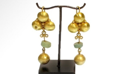 Roman Gold and Emerald Drop Earrings, c. 2nd-3rd