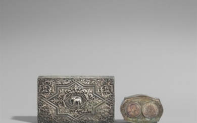 Two South East Asian silver boxes. Around 190 ...