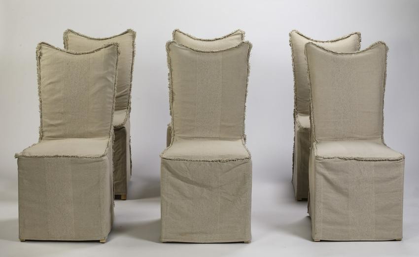 (6) Contemporary side chairs with linen covers
