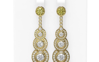 6.09 ctw Fancy Yellow Diamond Earrings 18K Yellow Gold