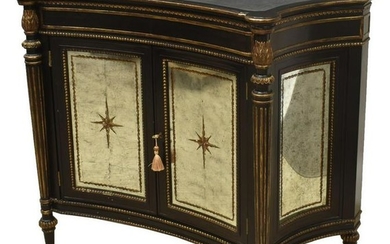 CONTEMPORARY PARCEL GILT MIRRORED CONSOLE CABINET