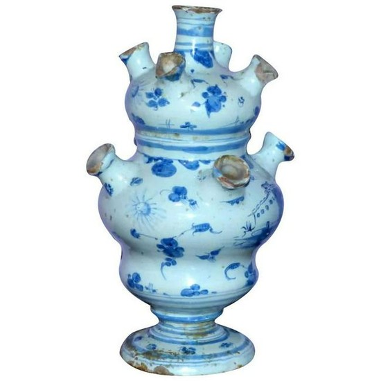 18th Century Italian Savona Pottery Flower Vase