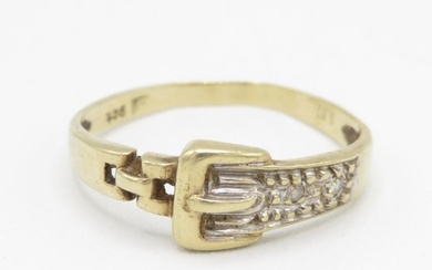 9ct gold diamond buckle ring (1.9g) - MISHAPEN - AS SEEN Si...