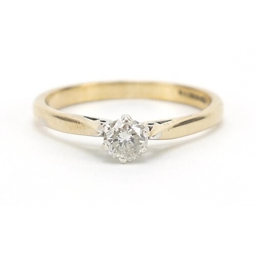 9ct gold diamond solitaire ring, 0.25 carat, size L, 1.7g