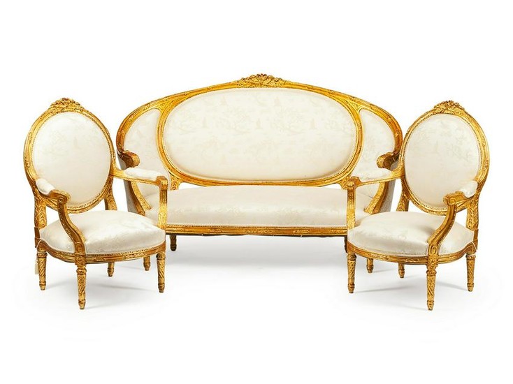 A 19th C. Louis XVI Giltwood Salon Suite