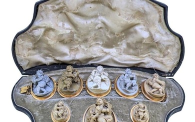 A 19th century lava cameo suite plus one other brooch