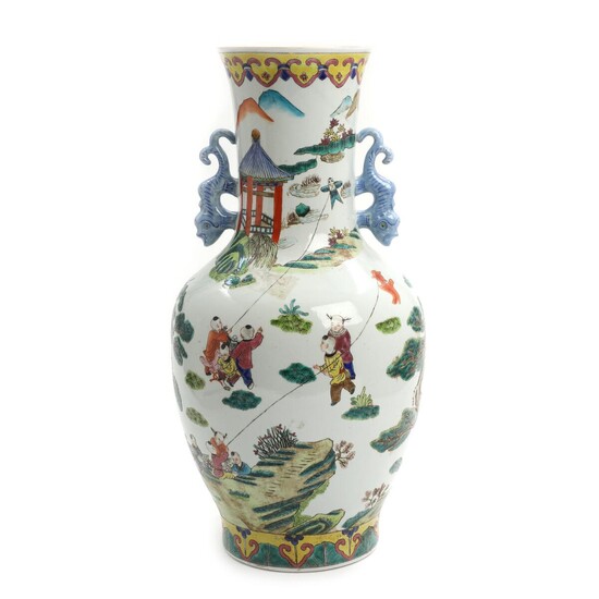 NOT SOLD. A 20th century Chinese porcelain vase, decorated in colours with children at play. H. 54 cm. – Bruun Rasmussen Auctioneers of Fine Art