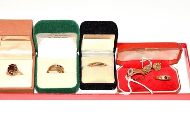 A 9 carat gold diamond half hoop ring, finger size...