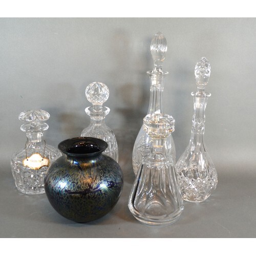 A Baccarat Glass Decanter with stopper together with four ot...