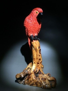 A CARVED RED-CORAL PARROT.
