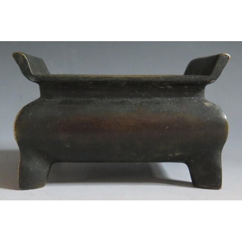 A Chinese Bronze Censer with two character mark to base, 12....