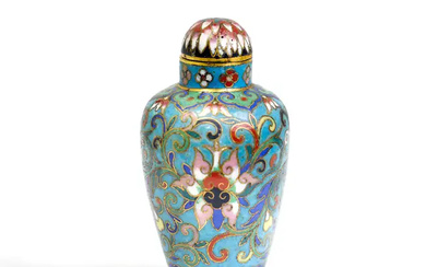 A Chinese cloisonné-enamel 'lotus' snuff bottle and stopper Qing dynasty, possibly Imperial...