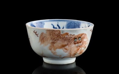 A Chinese iron-red 'lion' bowl, 19th century