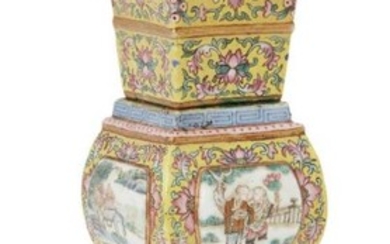 A Chinese porcelain altar vase, fang gu,...
