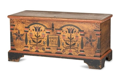 A Chippendale Grain and Polychrome Paint Decorated Pine