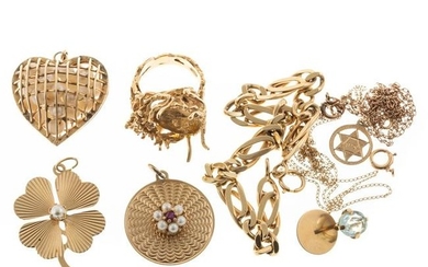 A Collection of 14K Gold Jewelry