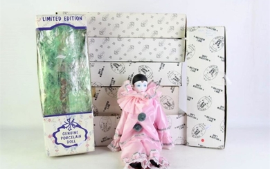 A Collection of Hillview Lane Porcelain Dolls (7) incl. Two Marcella in Pink (H41cm)
