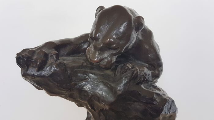 A. Fagotto - RED - sculpture "Lioness and snake" (1) - Bronze - Early 20th century