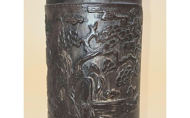 A Finely Carved Chinese Bamboo Brush Pot