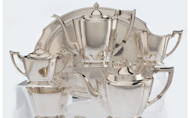 A Five-Piece International Co. C306 Pattern Silver Coffee and Tea Service (early 20th century)