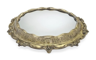 A French Gilt-Metal Mirrored Plateau