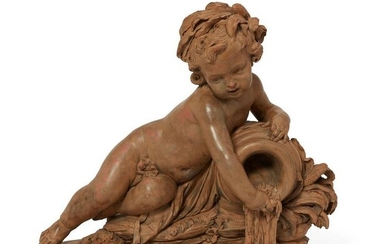 A French terracotta model of a putto