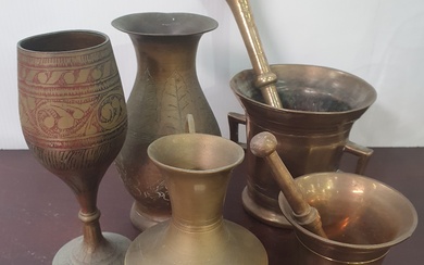 A GROUP OF BRASS WARE