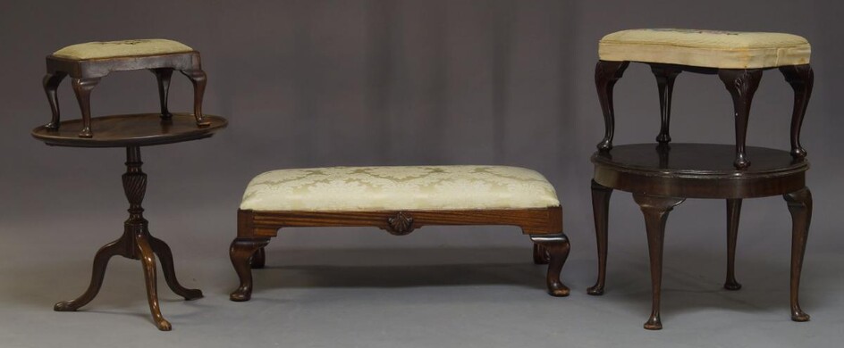 A George II style mahogany foot stool, late 20th Century,...