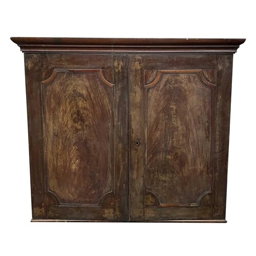 A George III mahogany collector's cabinet, the two blind pan...
