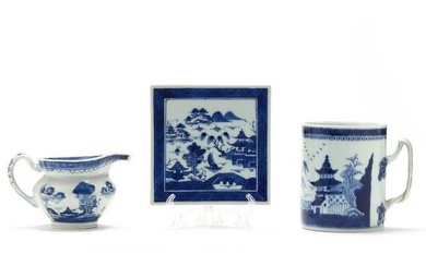 A Group of Chinese Blue and White Canton Porcelain