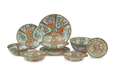 A Group of Chinese Export Rose Medallion Porcelain