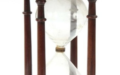 A LARGE GEORGE III MAHOGANY SAND GLASS having a tu