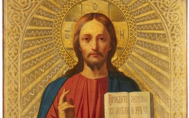 A LARGE ICON SHOWING CHRIST PANTOKRATOR Russian, 3rd quarte